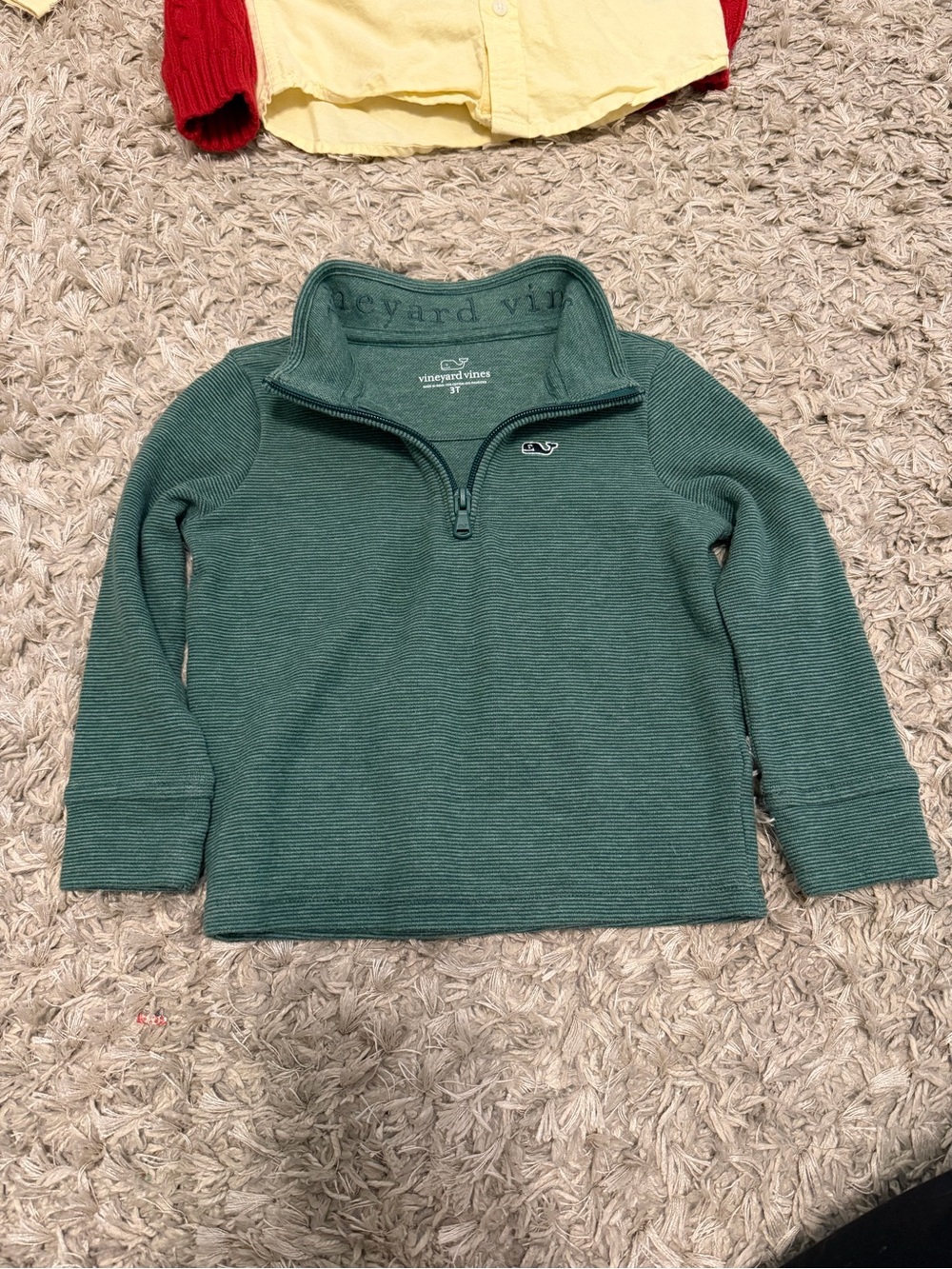 Vineyard Vines Teal Green Kids Quarter-Zip Pullover